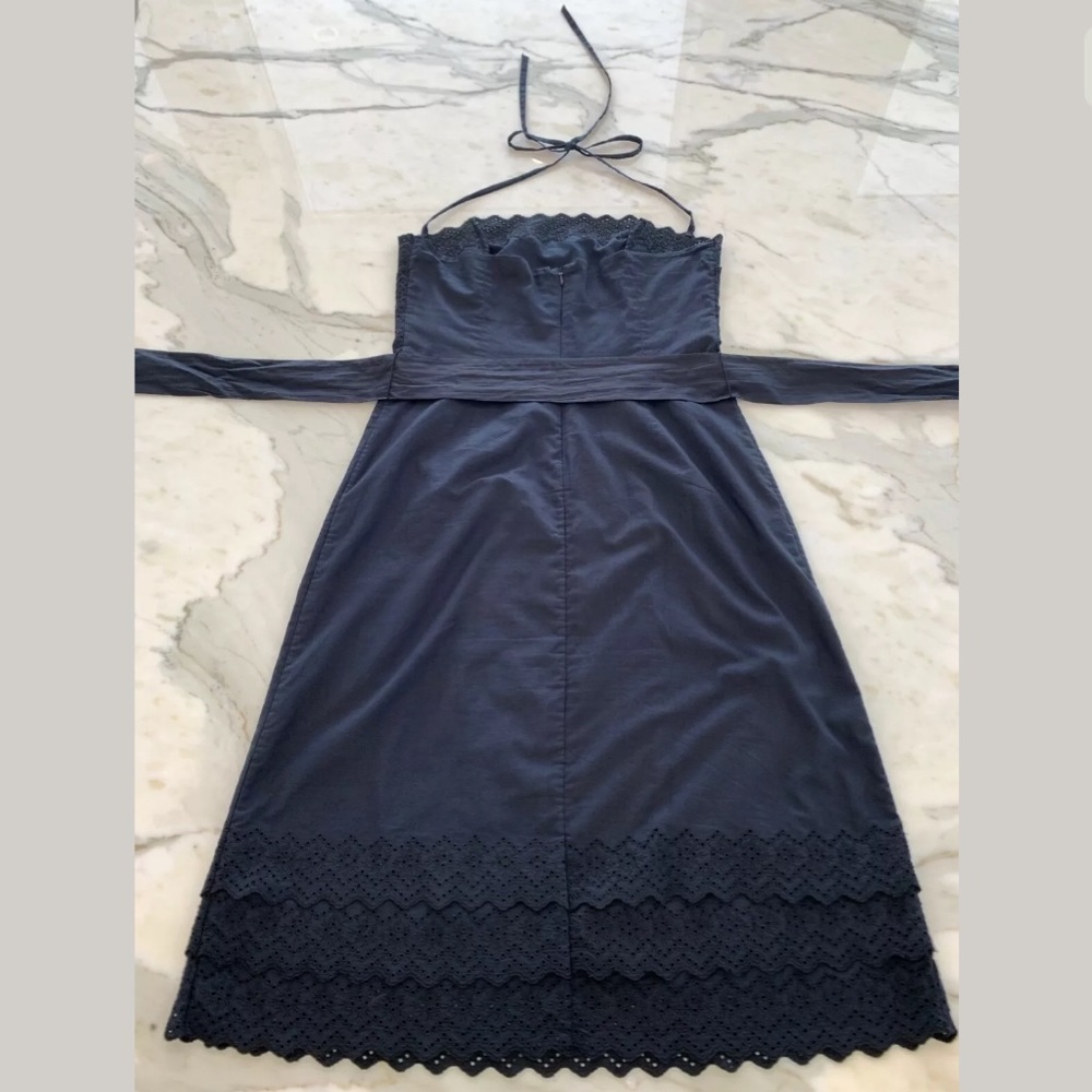 PETRO ZILLIA BLACK COTTON HALTER EYELET DRESS SZ 4 - Picture 7 of 12